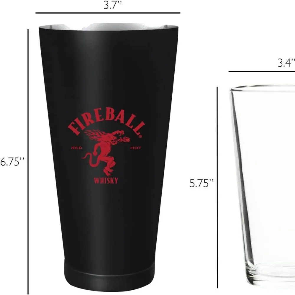Fireball 2 Piece Boston Shaker Set – 750ml Stainless Steel Shaker & 450ml NEW